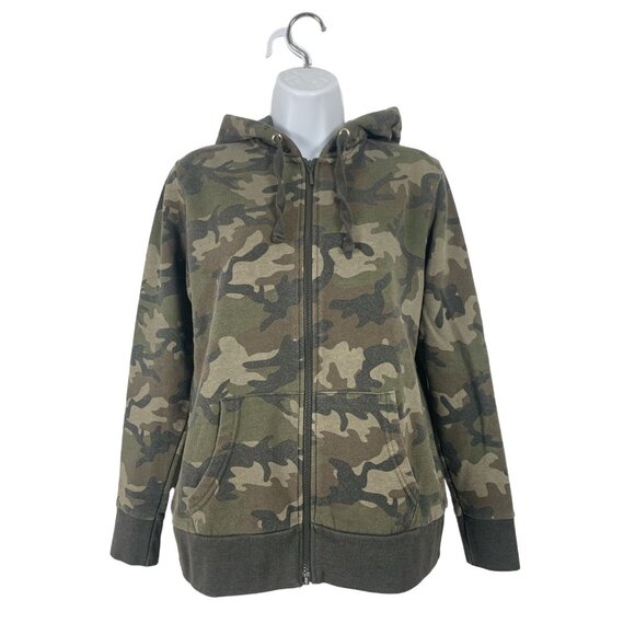 Time and Tru Sweaters - Time & Tru Womens Camouflage Full Zip Hoodie Sweater Size Small